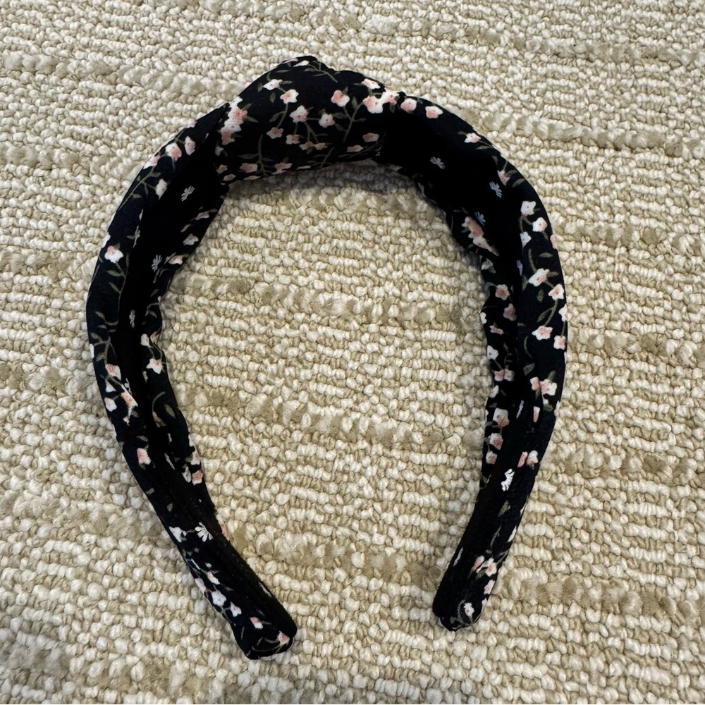 Lele Sadoughi Black & Pink Floral Knotted Headband